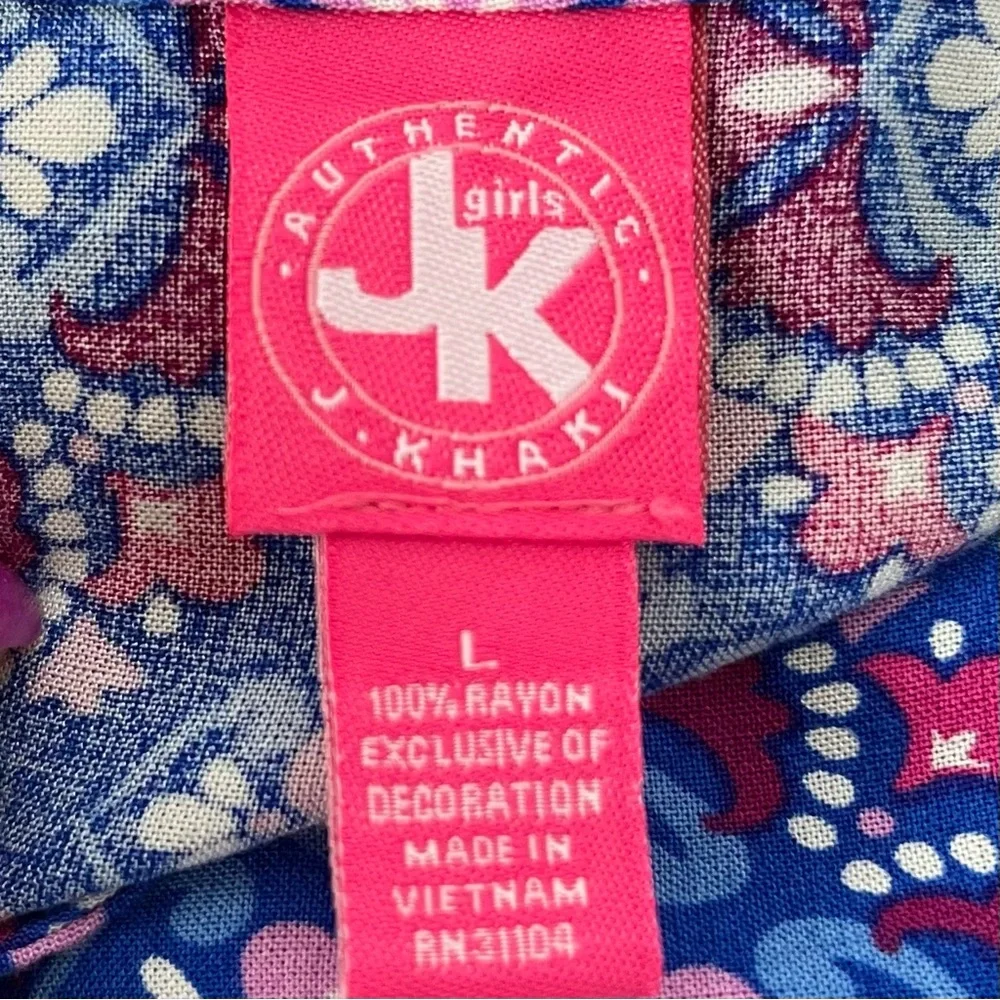 •J. Khaki Girls• Patterned Bell Sleeve Dress - Size Large